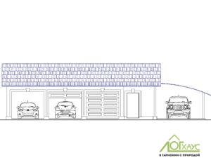 Визуализация гаража каркасного на 3 машины с навесом
